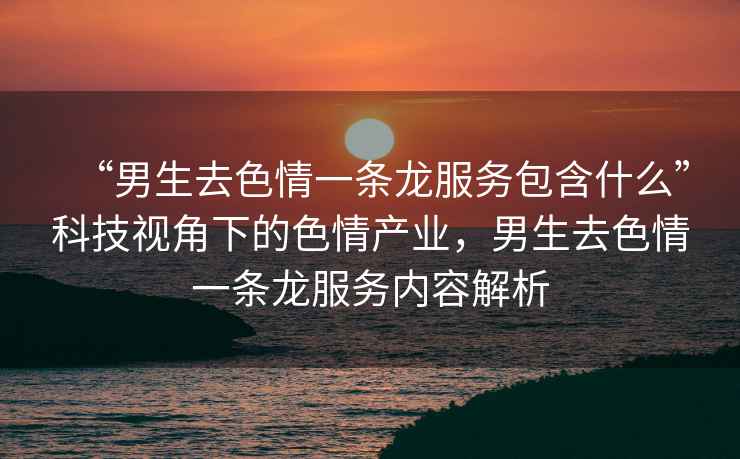 “男生去色情一條龍服務包含什么”科技視角下的色情產業(yè)，男生去色情一條龍服務內容解析