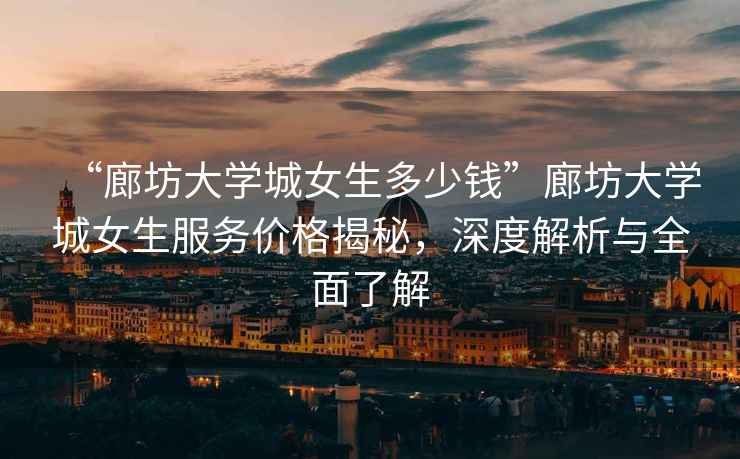“廊坊大學城女生多少錢”廊坊大學城女生服務價格揭秘，深度解析與全面了解