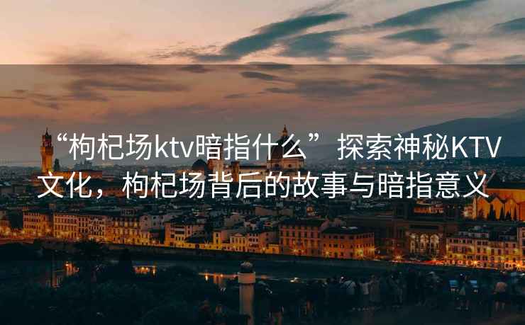 “枸杞場ktv暗指什么”探索神秘KTV文化，枸杞場背后的故事與暗指意義