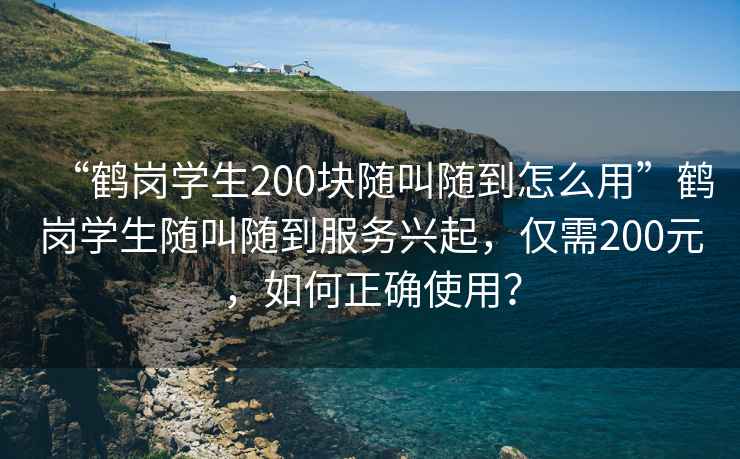 “鶴崗學生200塊隨叫隨到怎么用”鶴崗學生隨叫隨到服務興起，僅需200元，如何正確使用？