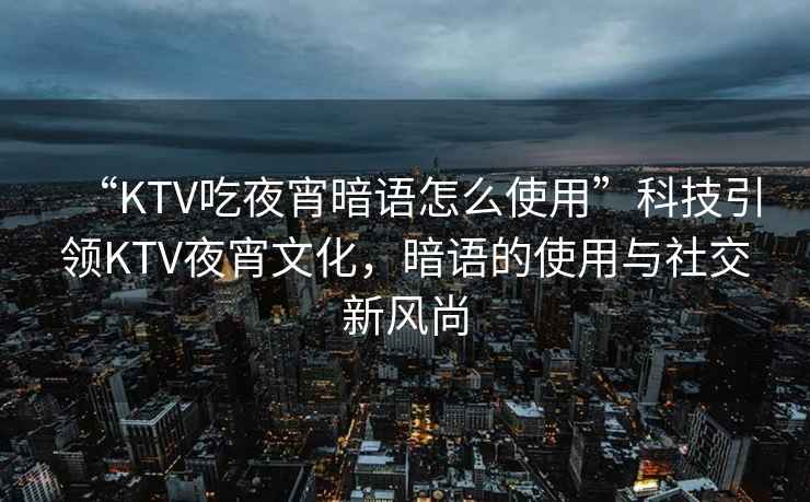 “KTV吃夜宵暗語怎么使用”科技引領KTV夜宵文化，暗語的使用與社交新風尚