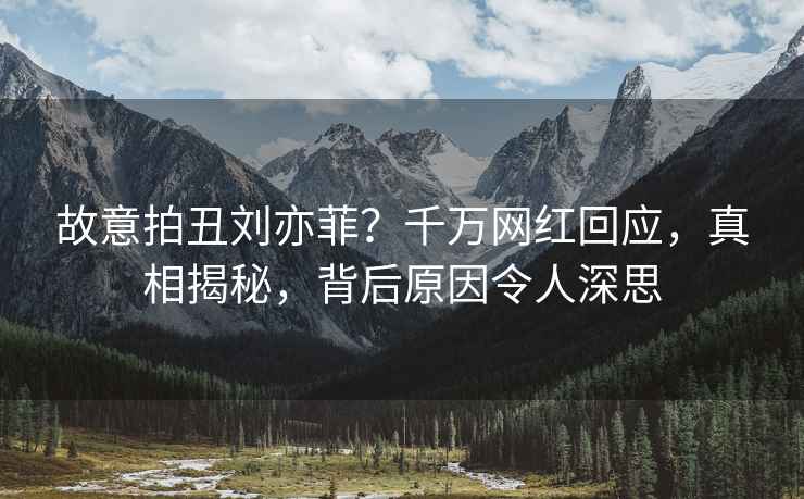 故意拍丑劉亦菲？千萬網紅回應，真相揭秘，背后原因令人深思
