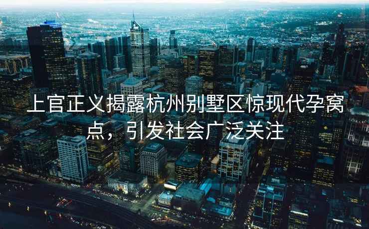 上官正義揭露杭州別墅區驚現代孕窩點，引發社會廣泛關注