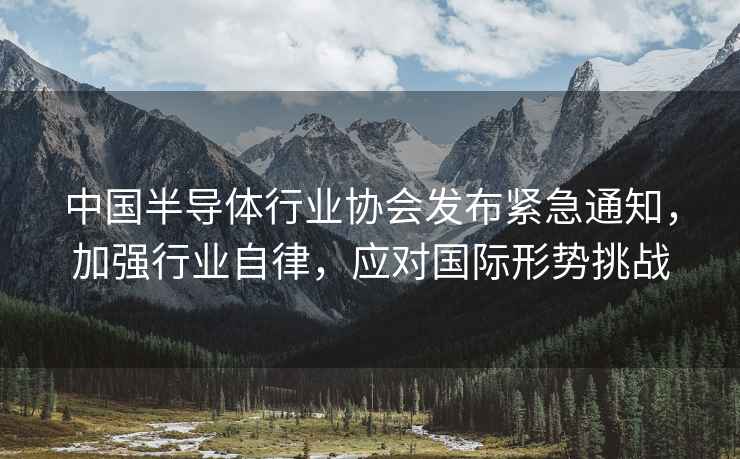 中國半導體行業協會發布緊急通知，加強行業自律，應對國際形勢挑戰