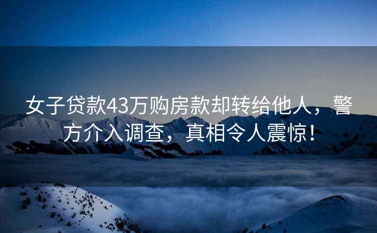 女子貸款43萬購房款卻轉(zhuǎn)給他人，警方介入調(diào)查，真相令人震驚！
