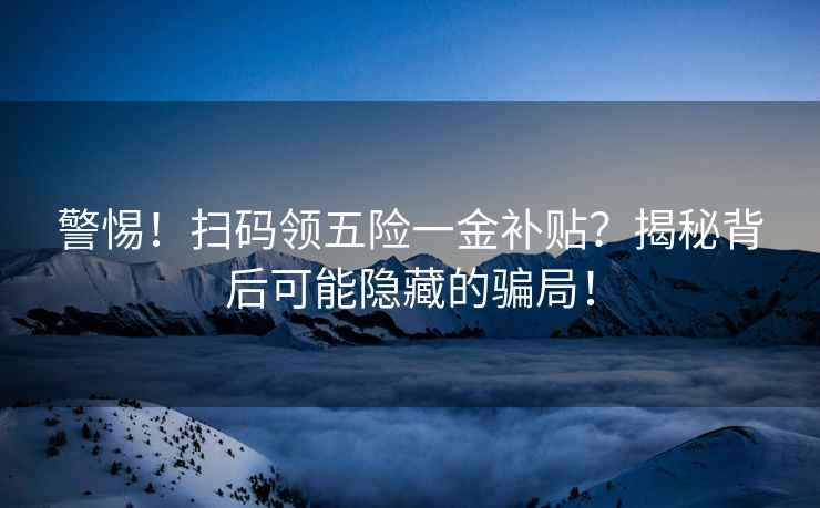 警惕！掃碼領五險一金補貼？揭秘背后可能隱藏的騙局！