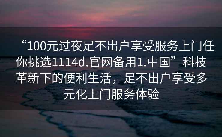 “100元過夜足不出戶享受服務上門任你挑選1114d.官網備用1.中國”科技革新下的便利生活，足不出戶享受多元化上門服務體驗