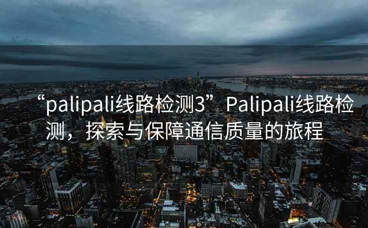 “palipali線路檢測3”Palipali線路檢測，探索與保障通信質(zhì)量的旅程