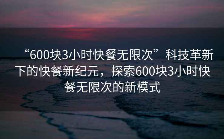 “600塊3小時快餐無限次”科技革新下的快餐新紀元，探索600塊3小時快餐無限次的新模式