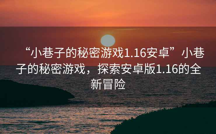 “小巷子的秘密游戲1.16安卓”小巷子的秘密游戲，探索安卓版1.16的全新冒險