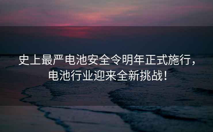 史上最嚴電池安全令明年正式施行，電池行業迎來全新挑戰！