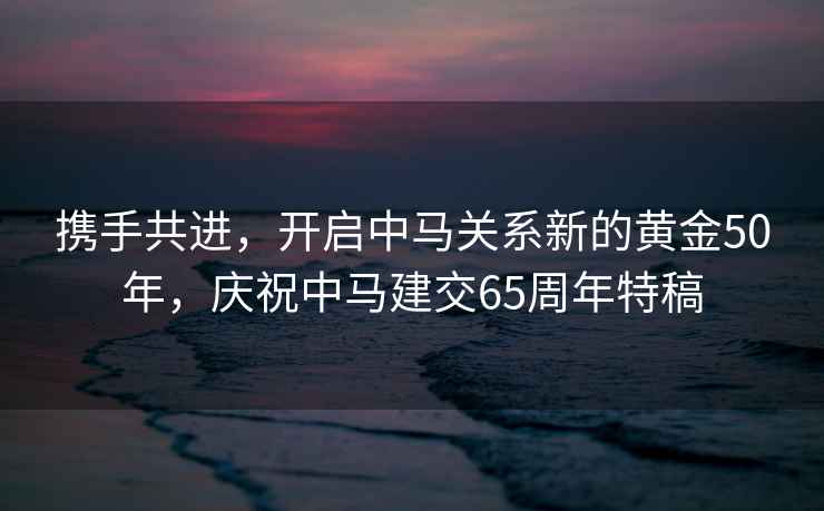攜手共進(jìn)，開啟中馬關(guān)系新的黃金50年，慶祝中馬建交65周年特稿