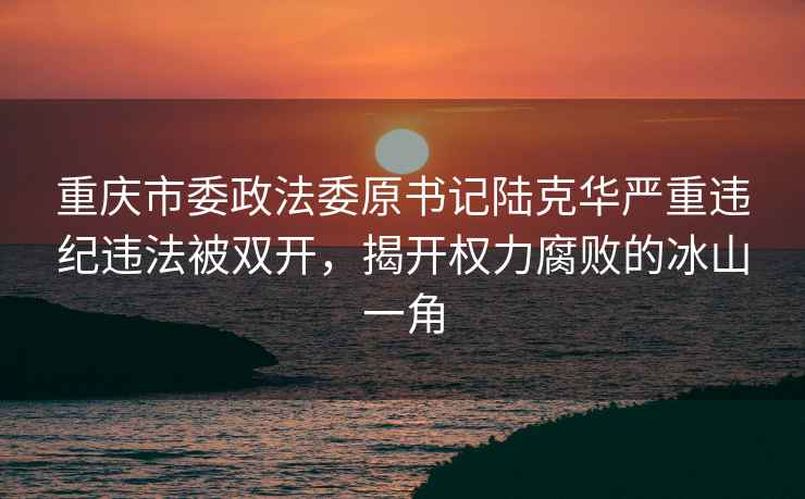 重慶市委政法委原書記陸克華嚴重違紀違法被雙開，揭開權力腐敗的冰山一角