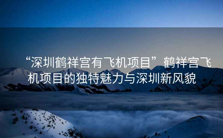 “深圳鶴祥宮有飛機項目”鶴祥宮飛機項目的獨特魅力與深圳新風貌