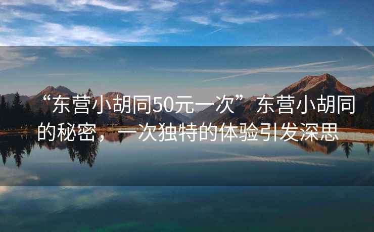 “東營小胡同50元一次”東營小胡同的秘密，一次獨特的體驗引發深思