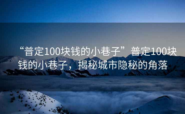 “普定100塊錢的小巷子”普定100塊錢的小巷子，揭秘城市隱秘的角落