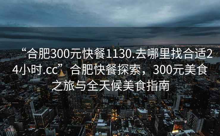 “合肥300元快餐1130.去哪里找合適24小時.cc”合肥快餐探索，300元美食之旅與全天候美食指南