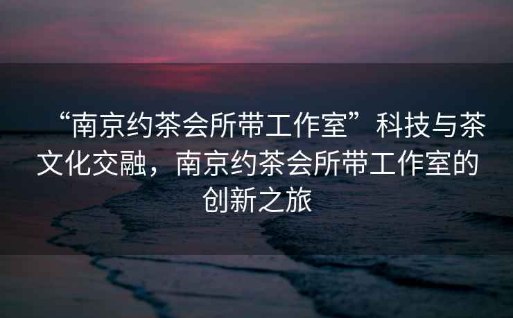 “南京約茶會所帶工作室”科技與茶文化交融，南京約茶會所帶工作室的創新之旅