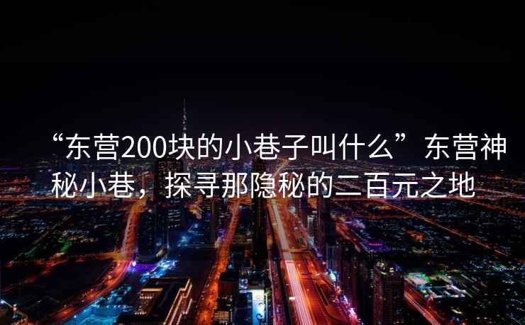 “東營200塊的小巷子叫什么”東營神秘小巷，探尋那隱秘的二百元之地