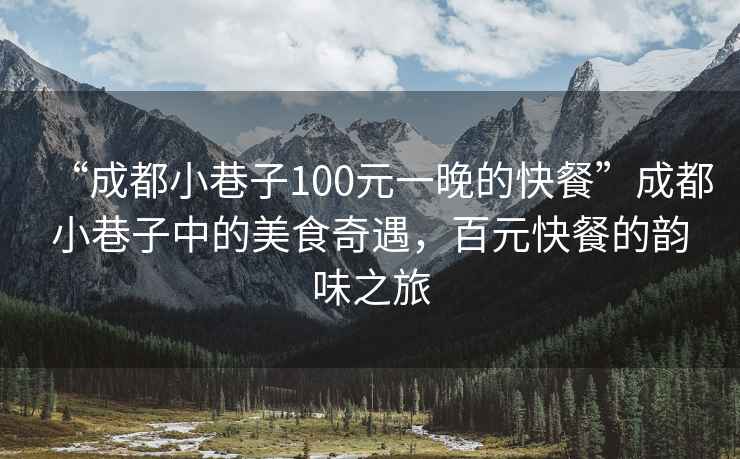 “成都小巷子100元一晚的快餐”成都小巷子中的美食奇遇，百元快餐的韻味之旅