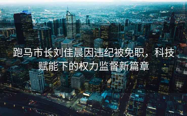 跑馬市長劉佳晨因違紀被免職，科技賦能下的權力監督新篇章