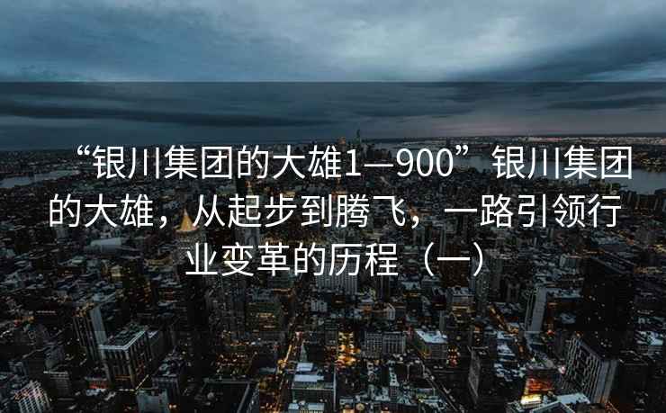 “銀川集團(tuán)的大雄1—900”銀川集團(tuán)的大雄，從起步到騰飛，一路引領(lǐng)行業(yè)變革的歷程（一）