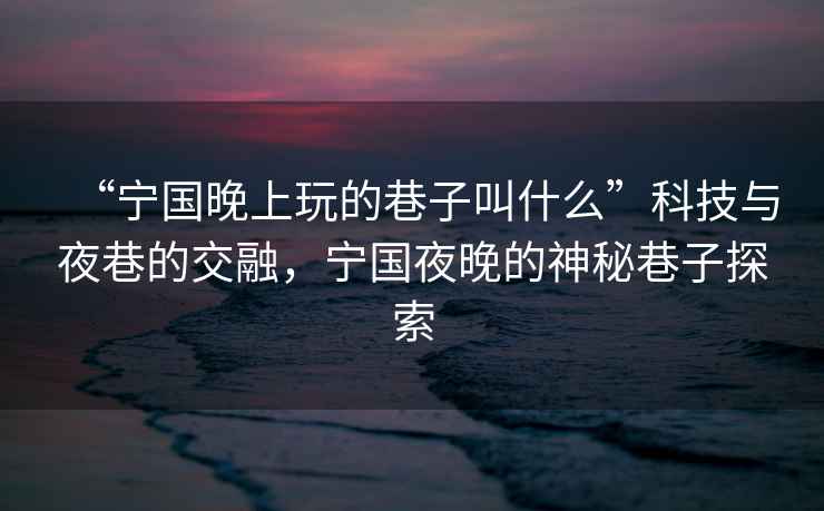 “寧國晚上玩的巷子叫什么”科技與夜巷的交融，寧國夜晚的神秘巷子探索