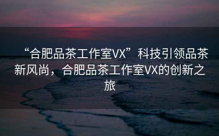 “合肥品茶工作室VX”科技引領(lǐng)品茶新風(fēng)尚，合肥品茶工作室VX的創(chuàng)新之旅