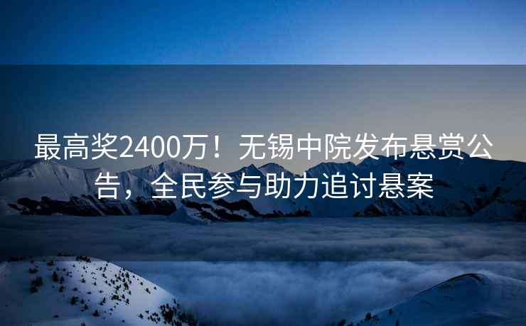 最高獎2400萬！無錫中院發布懸賞公告，全民參與助力追討懸案