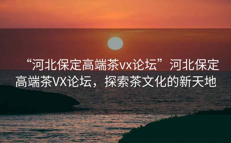 “河北保定高端茶vx論壇”河北保定高端茶VX論壇，探索茶文化的新天地