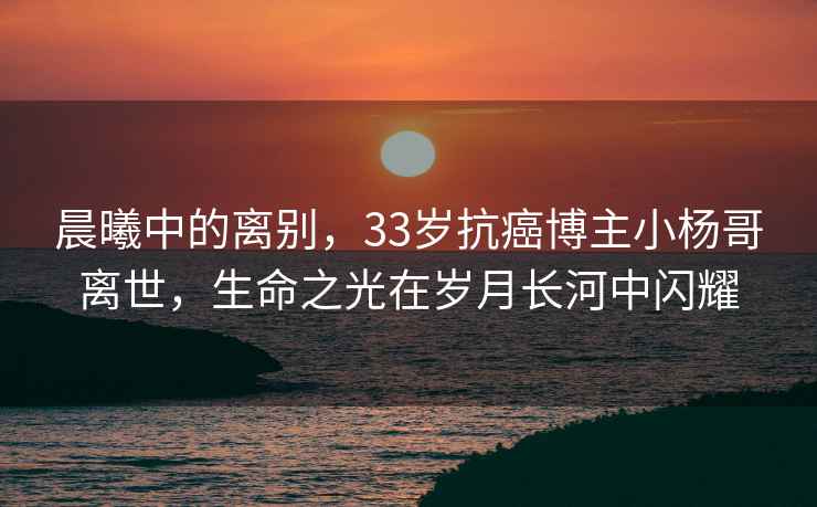 晨曦中的離別，33歲抗癌博主小楊哥離世，生命之光在歲月長河中閃耀
