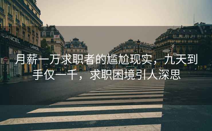 月薪一萬求職者的尷尬現(xiàn)實(shí)，九天到手僅一千，求職困境引人深思