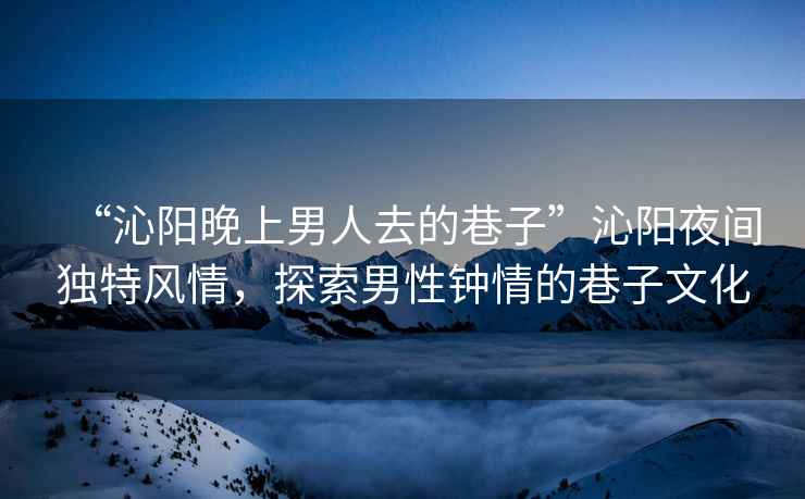 “沁陽晚上男人去的巷子”沁陽夜間獨特風情，探索男性鐘情的巷子文化