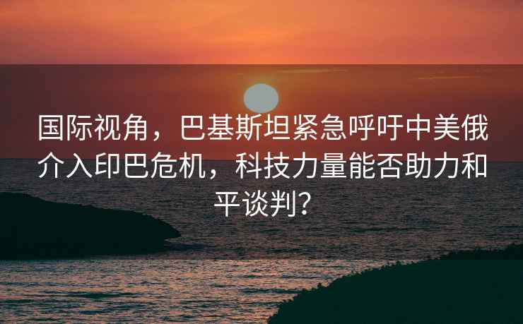 國(guó)際視角，巴基斯坦緊急呼吁中美俄介入印巴危機(jī)，科技力量能否助力和平談判？
