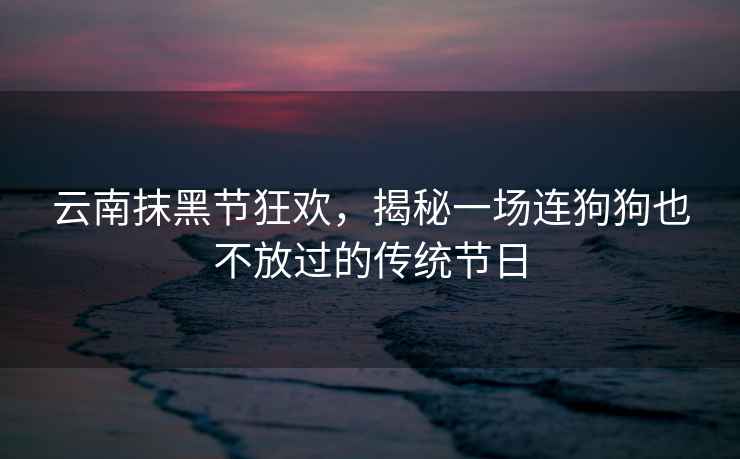 云南抹黑節(jié)狂歡，揭秘一場(chǎng)連狗狗也不放過的傳統(tǒng)節(jié)日
