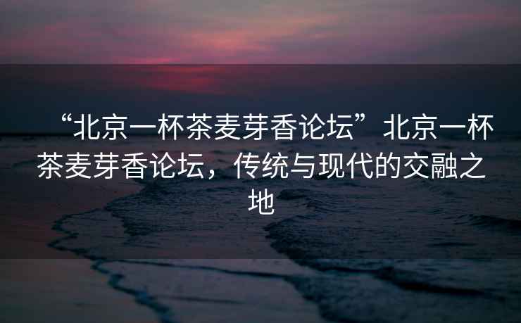“北京一杯茶麥芽香論壇”北京一杯茶麥芽香論壇，傳統與現代的交融之地