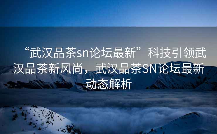 “武漢品茶sn論壇最新”科技引領(lǐng)武漢品茶新風(fēng)尚，武漢品茶SN論壇最新動(dòng)態(tài)解析