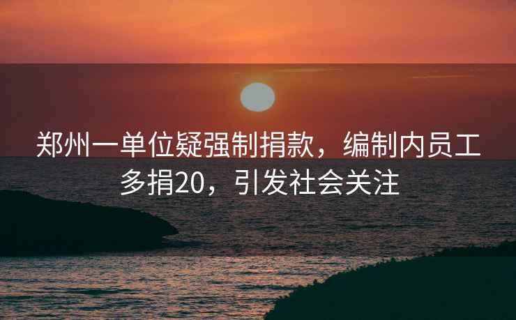 鄭州一單位疑強制捐款，編制內員工多捐20，引發社會關注