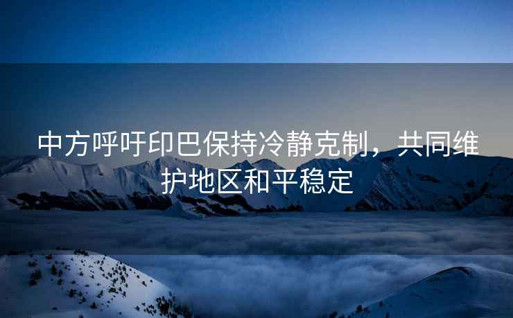 中方呼吁印巴保持冷靜克制，共同維護地區和平穩定