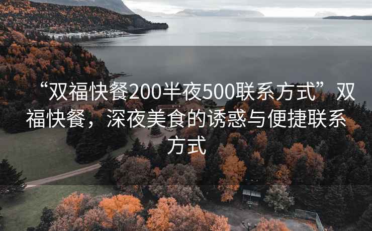 “雙福快餐200半夜500聯(lián)系方式”雙福快餐，深夜美食的誘惑與便捷聯(lián)系方式