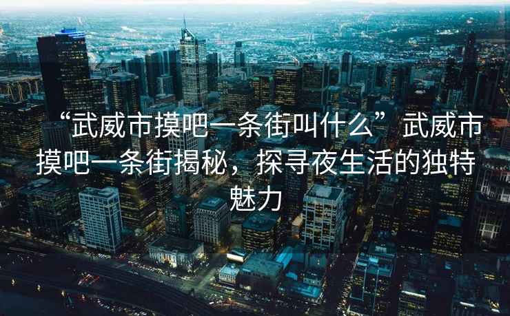“武威市摸吧一條街叫什么”武威市摸吧一條街揭秘，探尋夜生活的獨特魅力