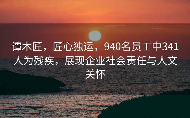 譚木匠，匠心獨運，940名員工中341人為殘疾，展現企業社會責任與人文關懷