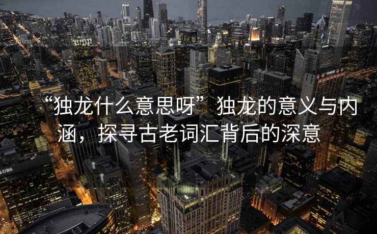 “獨龍什么意思呀”獨龍的意義與內涵，探尋古老詞匯背后的深意