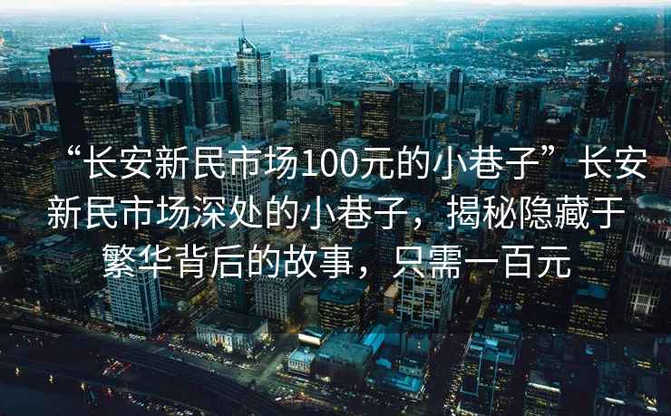 “長安新民市場100元的小巷子”長安新民市場深處的小巷子，揭秘隱藏于繁華背后的故事，只需一百元