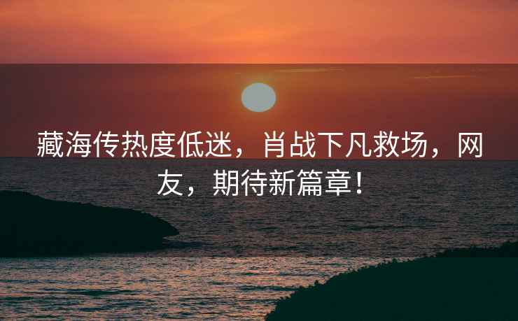 藏海傳熱度低迷，肖戰下凡救場，網友，期待新篇章！