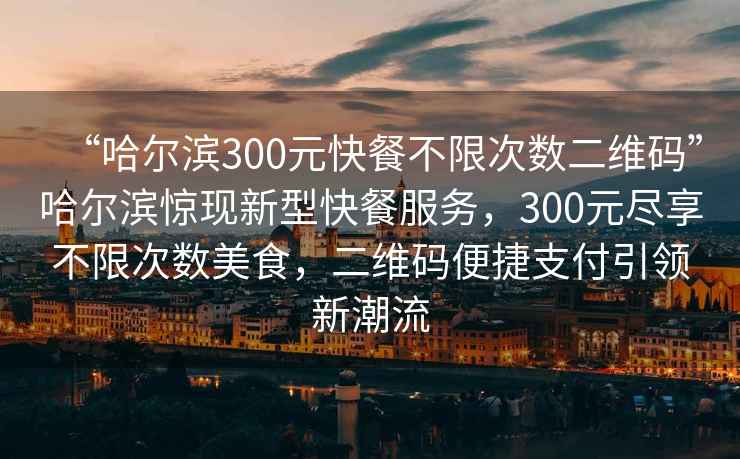 “哈爾濱300元快餐不限次數(shù)二維碼”哈爾濱驚現(xiàn)新型快餐服務(wù)，300元盡享不限次數(shù)美食，二維碼便捷支付引領(lǐng)新潮流