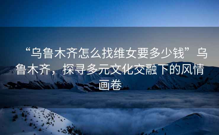 “烏魯木齊怎么找維女要多少錢”烏魯木齊，探尋多元文化交融下的風情畫卷