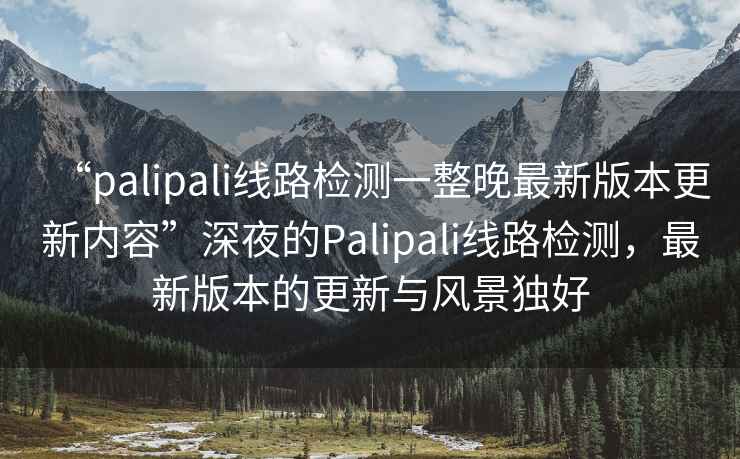 “palipali線路檢測一整晚最新版本更新內容”深夜的Palipali線路檢測，最新版本的更新與風景獨好