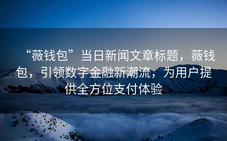 “薇錢包”當日新聞文章標題，薇錢包，引領數字金融新潮流，為用戶提供全方位支付體驗