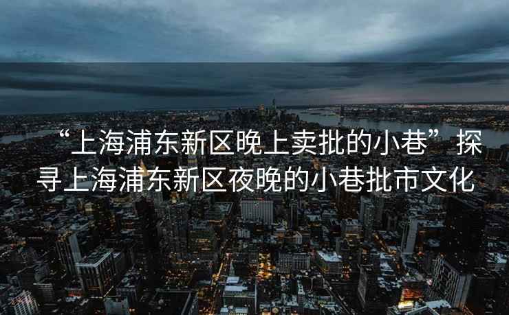“上海浦東新區晚上賣批的小巷”探尋上海浦東新區夜晚的小巷批市文化